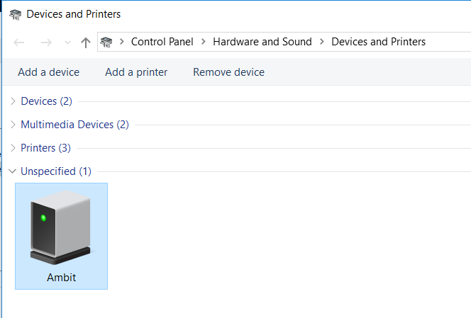 Ambit in Devices and Printers