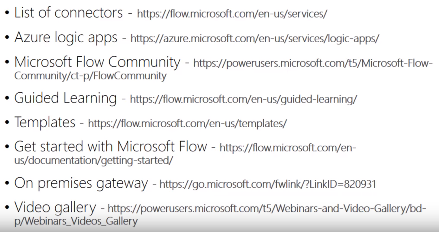 Microsoft Flow resources